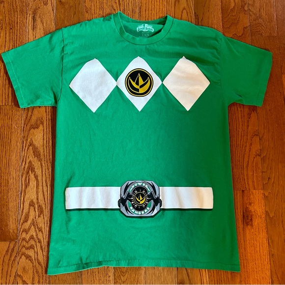 Green Ranger Mighty Morphin Power Rangers Tee Shirt Halloween Costume Large - Picture 1 of 5